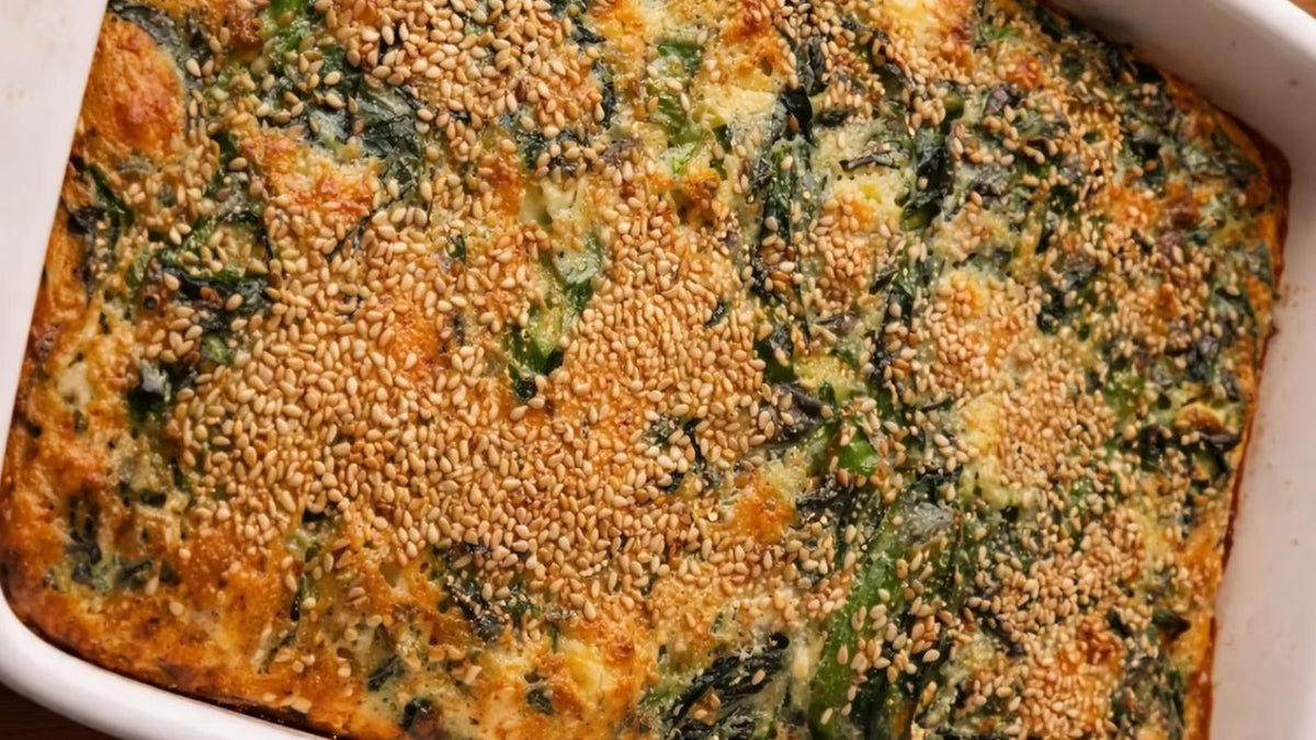 Brownie salé aux épinards, feta et huile d'olive