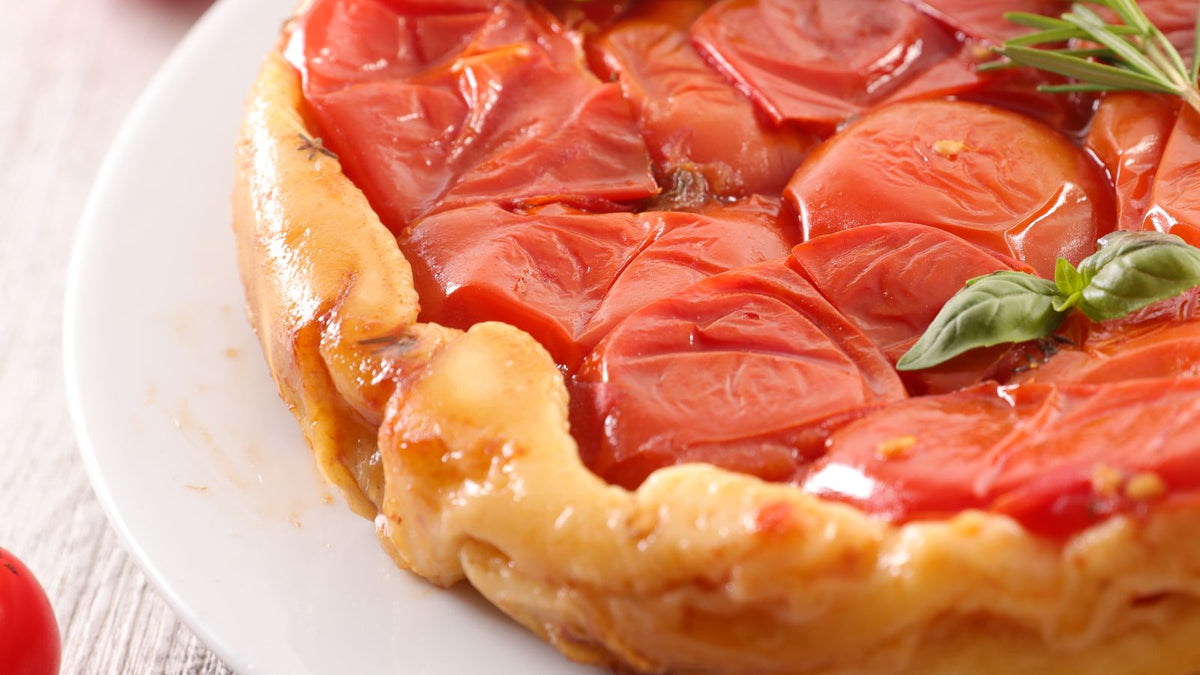 tarte tatin à la tomate, huile d'olive et vinaigre balsamique