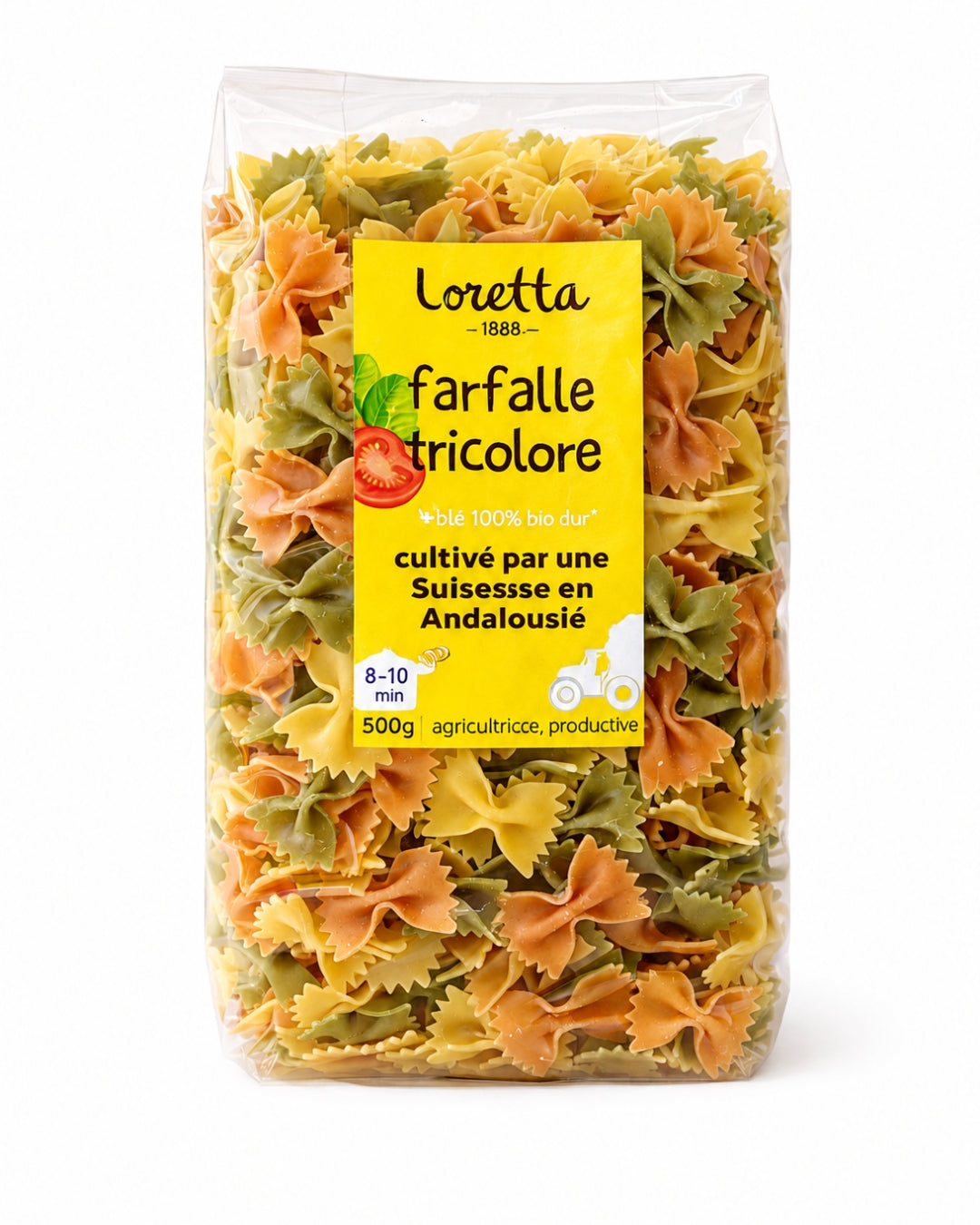 pâtes farfalle tricolore 500g Loretta 1888