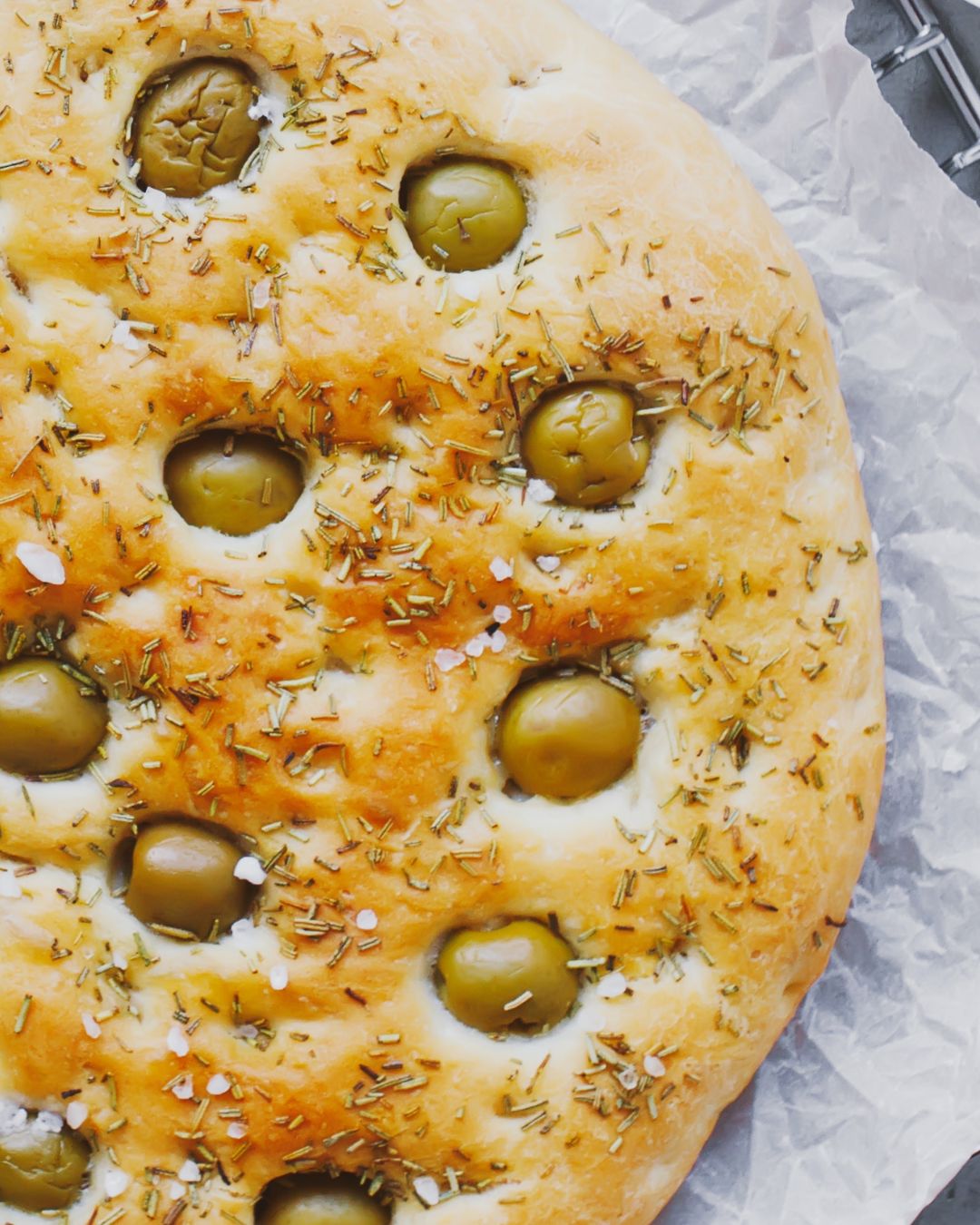 Foccacia aux olives gordal et romarin