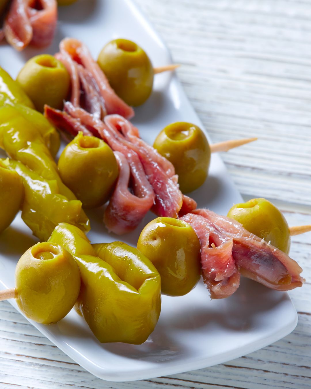 Gildas avec olives Gordal, anchois et piment guindillas