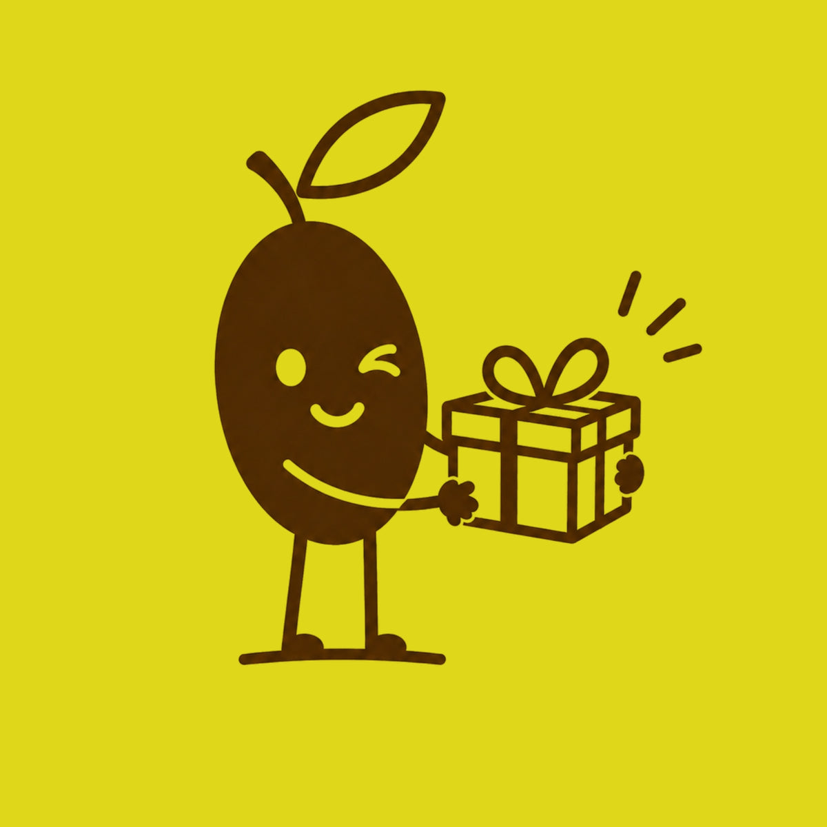 dessin d'une olive qui donne un colis
