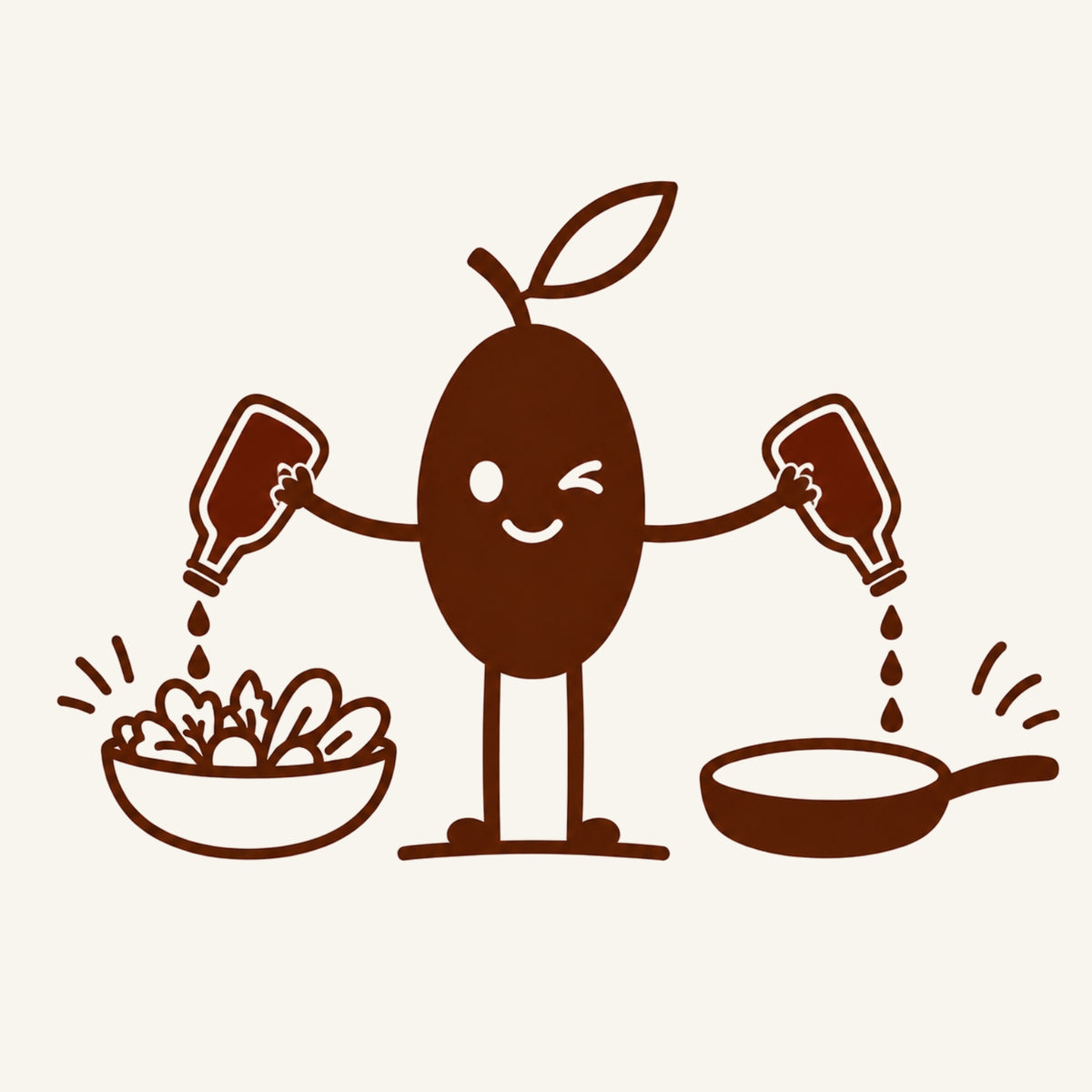 dessin olive avec huile pour salade et cuisson