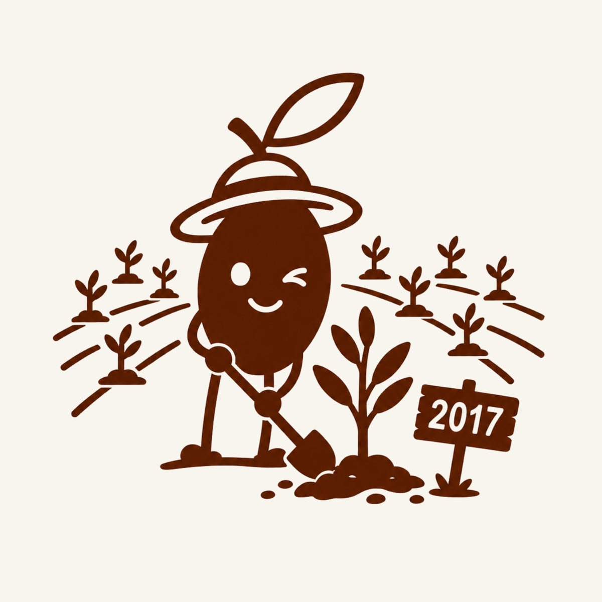 illustration d'une olive qui plante des oliviers en 2017
