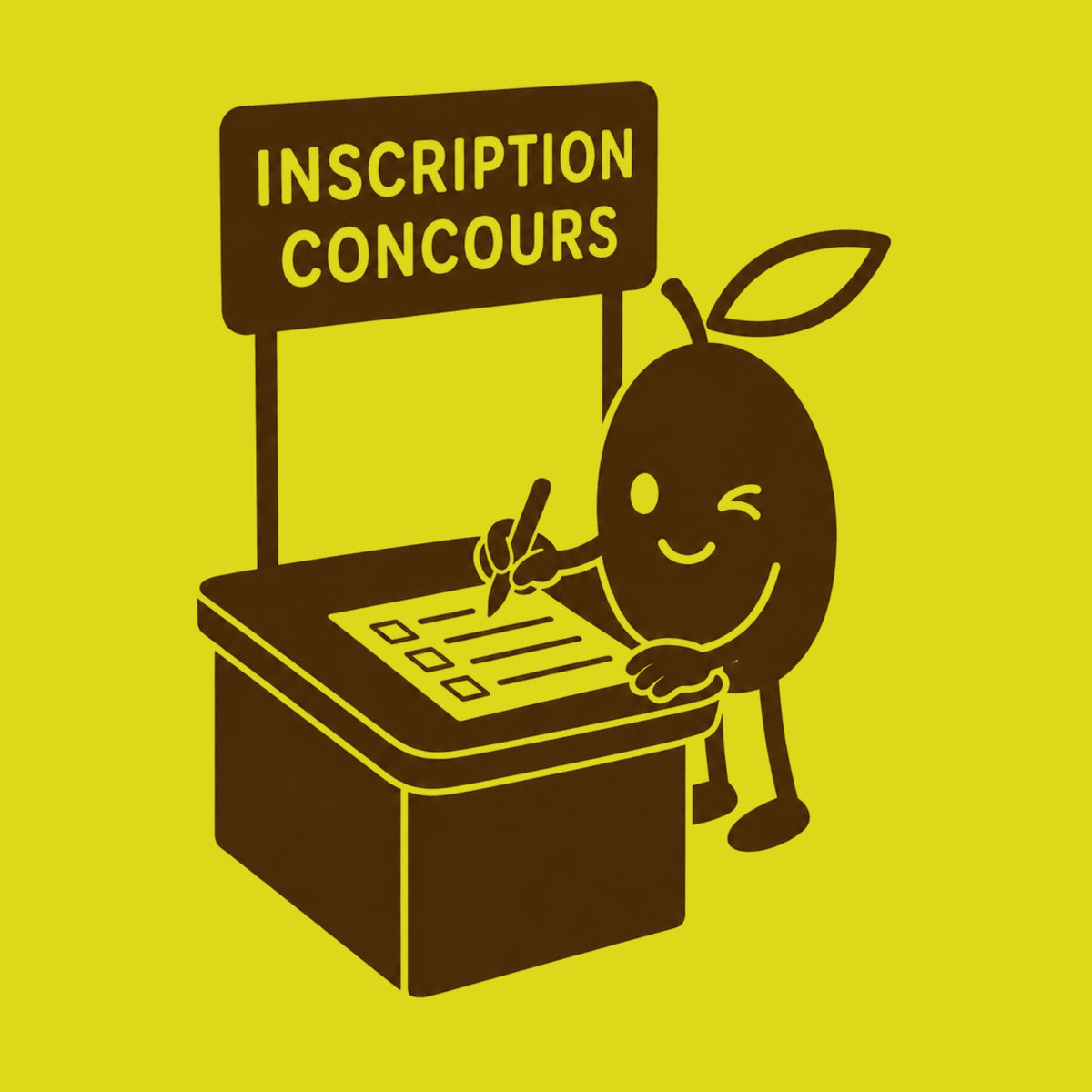 dessin d'une olive qui participe à un concours