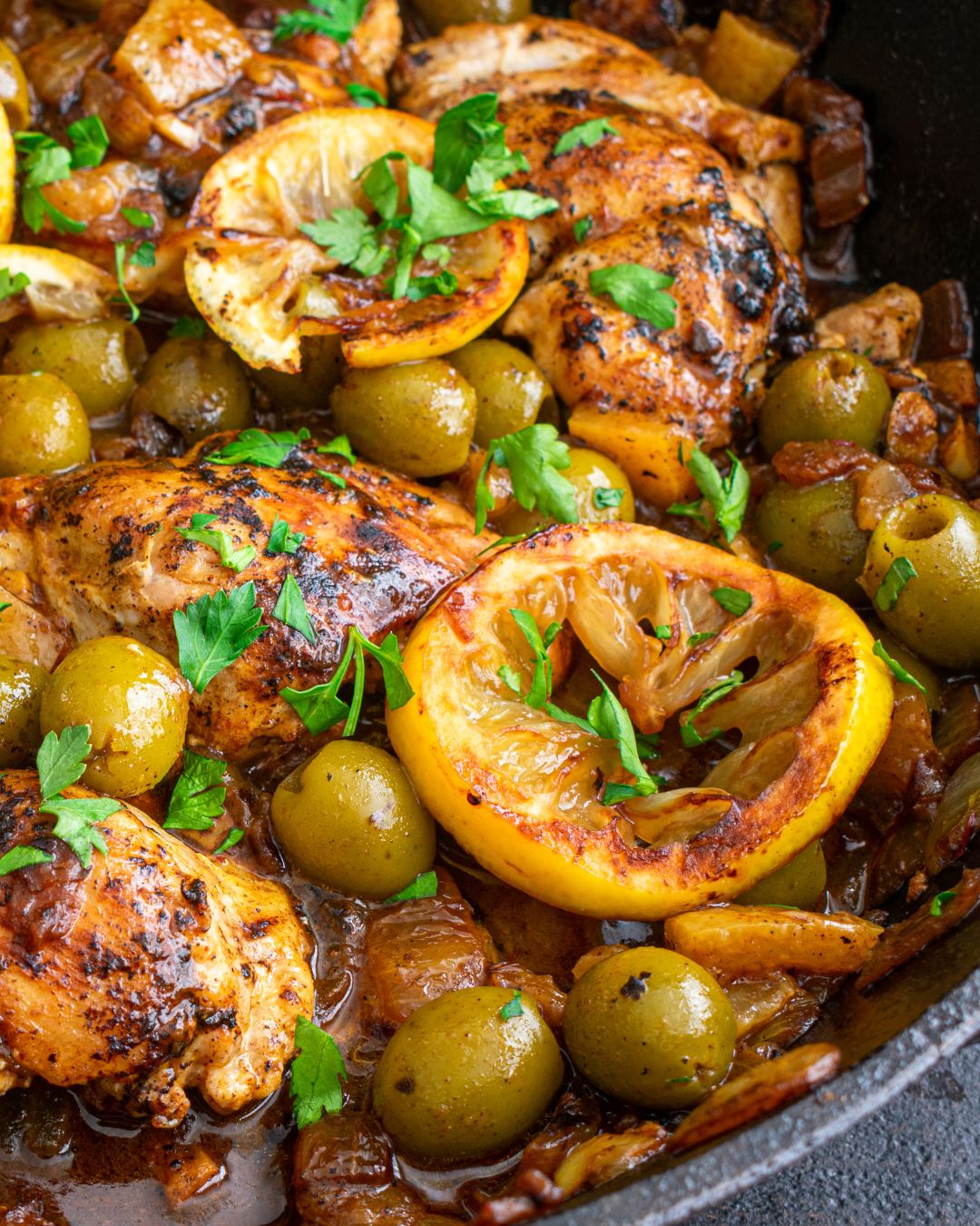 Poulet rôti au citron et olives Gordal 